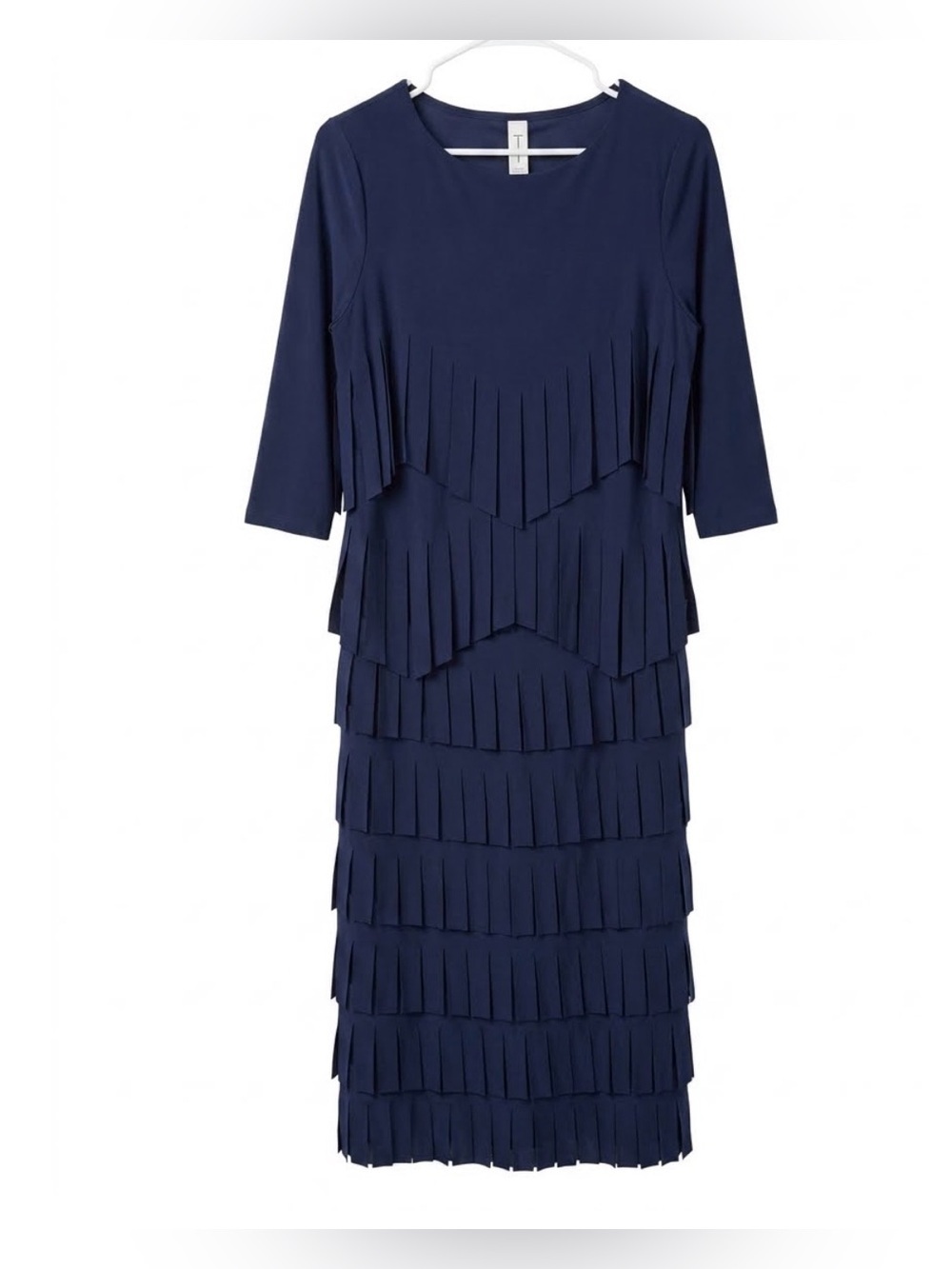 Women's Navy Tiered Fringe Midi Top / Skirt / 2 piece Set / s/m /